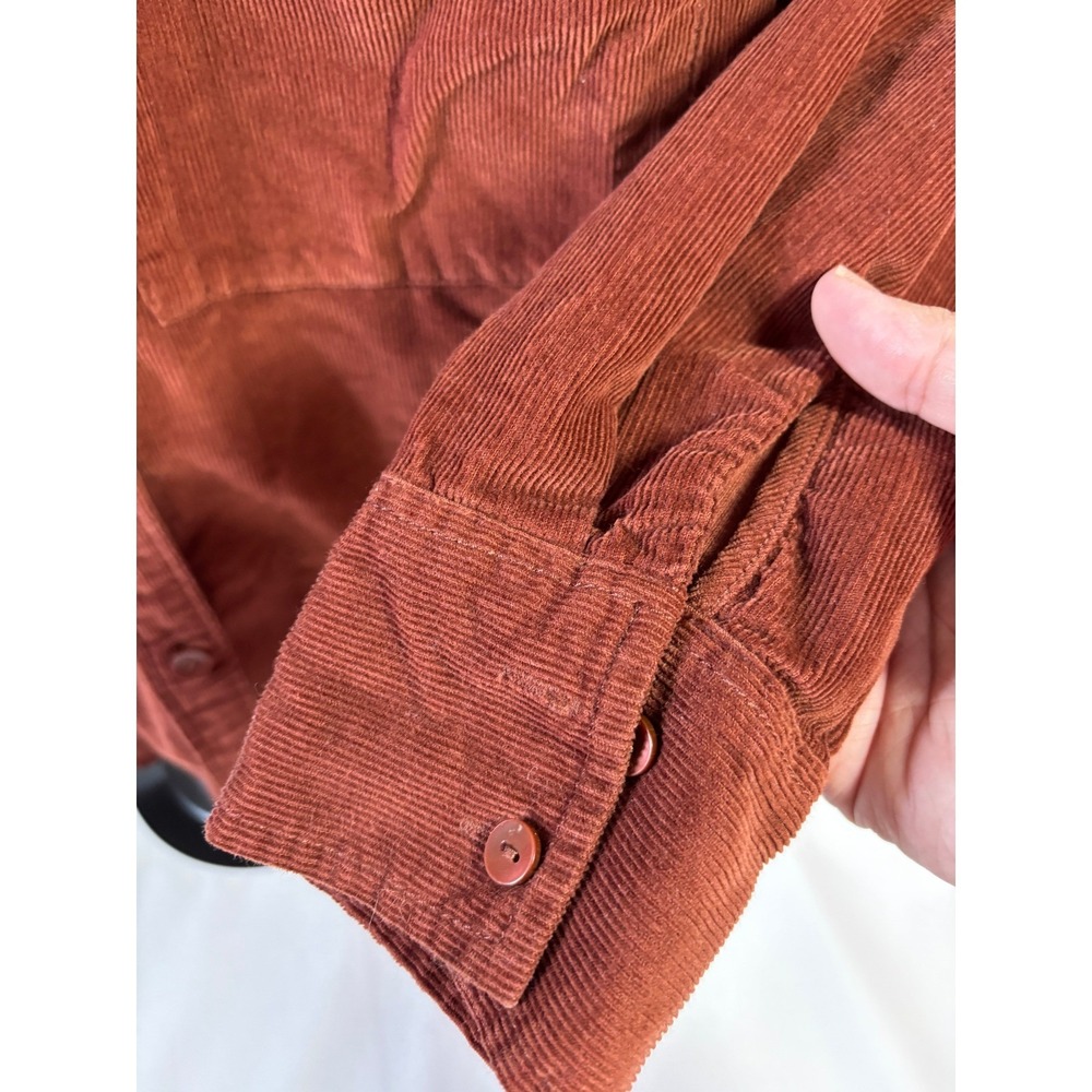 Abercrombie & Fitch Womens XS Oversized Corduroy Button Down Shirt Rust Brown - Picture 5 of 7